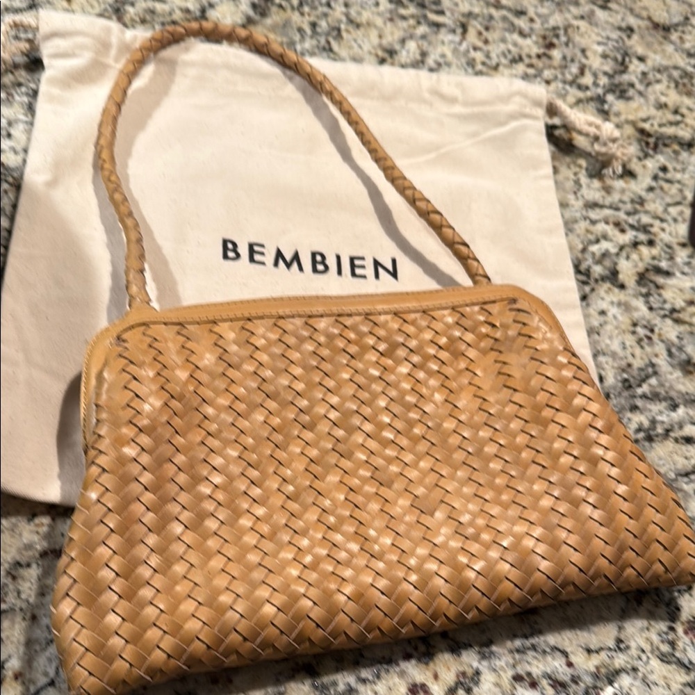 Tan Woven Clutch